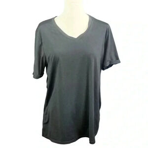 32 Degree Plain Black V‎ Neck Tee with Cuffed Sleeves
